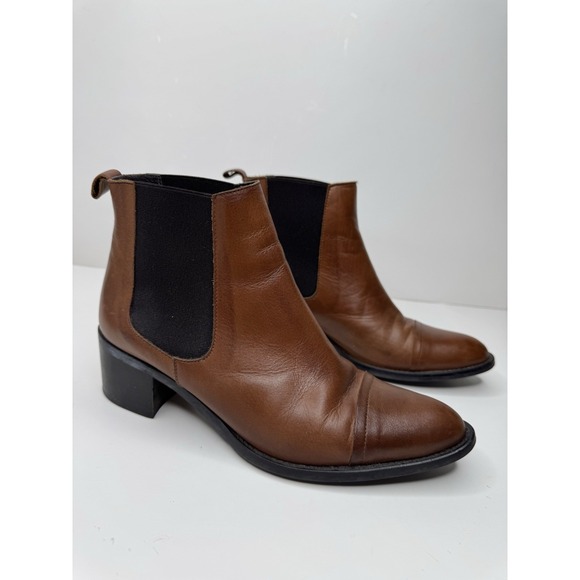 Bianco womens Ankle Boots Leather Block Heel Pointed Toe 38/8US - Picture 3 of 12